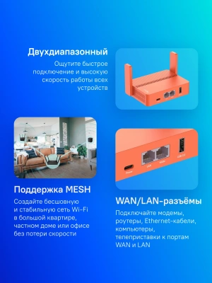 Роутер Cudy TR1200 AC1200 10/100/1000BASE-TX красный