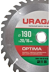 Диск пильный по дер. Uragan Optima (36801-190-20-36_Z01) d=190мм d(посад.)=20мм (циркулярные пилы)