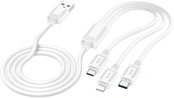 Кабель Hoco X74 3-in-1 charging cable(iP+Micro+Type-C) 67370 USB (m)-Lightning (m)/USB Type-C (m)/micro USB (m) 1м черный