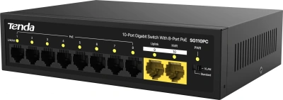 Коммутатор Tenda SG110PC (L2) 10x1Гбит/с 8PoE 95W неуправляемый