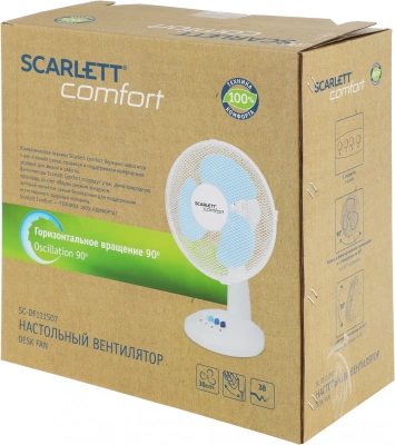 Вентилятор настольный Scarlett SC-DF111S07 38Вт скоростей:3 белый