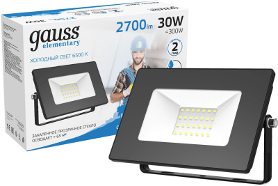 Прожектор уличный Gauss Elementary 613100330 светодиодный 30Втчерный