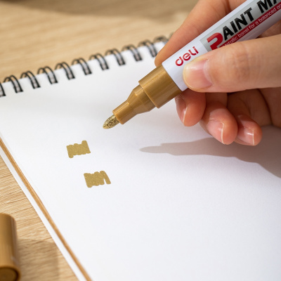 Маркер краска Deli EU500-GD 2мм пулевидный пиш. наконечник золотой