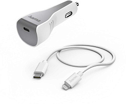 Автомобильное зар./устр. Hama H-183317 30W 3A (PD) USB Type-C для Apple белый (00183317)