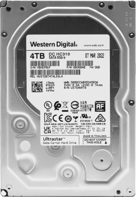 Жесткий диск WD SATA-III 4TB 0B36040 HUS726T4TALE6L4 Server Ultrastar DC HC310 512E (7200rpm) 256Mb 3.5"