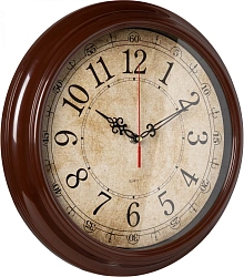 Часы настенные аналоговые Бюрократ WallC-R77P D35см коричневый (WALLC-R77P35/BROWN)