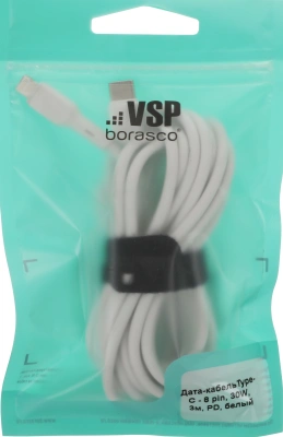 Кабель BoraSCO 52549 USB Type-C (m)-Lightning (m) 3м белый коробка