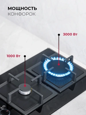 Газовая варочная поверхность Lex GVG 324 BBL черный
