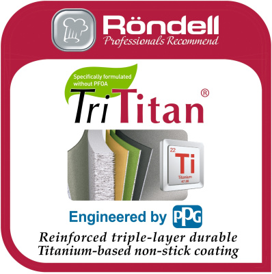 Сковорода-гриль Rondell Craft RDA-1485 квадратная 28см покрытие: TriTitan ручка несъемная (без крышки) черный