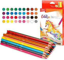 Карандаши цв. Deli EC132-36 ColoRun дерево 36цв. коробка/европод. (36шт)
