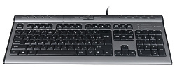 Клавиатура A4Tech KLS-7MUU серебристый/черный USB slim Multimedia (KLS-7MUU USB) кабель 1.5м