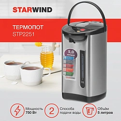 Термопот Starwind STP2251 5л. 750Вт черный/серебристый