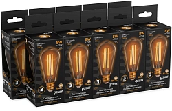 Лампа филам. Gauss Filament ST64 8Вт цок.:E27 эдисон 220B св.свеч.бел.теп. (упак.:10шт) (157802008)