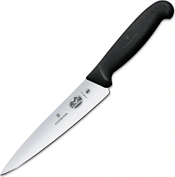 Нож кухонный Victorinox Fibrox (5.2003.15) стальной разделочный лезв.150мм прямая заточка черный блистер