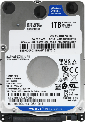 Жесткий диск WD SATA-III 1Tb WD10SPZX Notebook Blue (5400rpm) 128Mb 2.5"