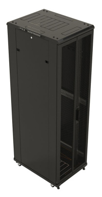 Шкаф серверный Hyperline (TTBR-4281-DD-RAL9004) напольный 42U 800x1000мм пер.дв.перфор.2ств. задн.дв.перфор.2-хст. 2 бок.пан. 800кг черный 910мм 2055мм IP20 сталь