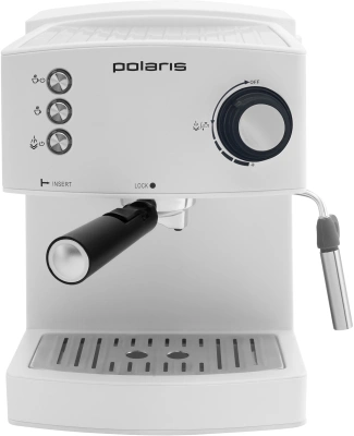 Кофеварка рожковая Polaris PCM 1527E Adore Crema 850Вт белый/черный