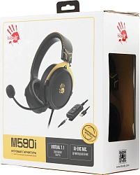 Наушники с микрофоном A4Tech Bloody M590i желтый/серый 1м мониторные USB оголовье (M590I SPORTS LIME)