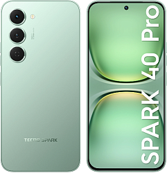 Смартфон Tecno Spark 40 Pro 256Gb 8Gb зеленый моноблок 3G 4G 2Sim 6.78" 1224x2720 Android 15 50Mpix 802.11 a/b/g/n/ac/ax NFC GPS GSM900/1800 Protect FM