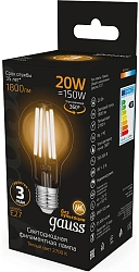 Лампа светодиодная Gauss Filament 102902120 20Вт цок.:E27 груша 220B св.свеч.бел.теп. (упак.:10шт)