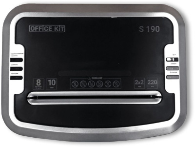 Шредер Office Kit S190 (2x2) черный (секр.P-6) фрагменты 7лист. 20лтр.