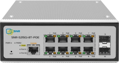 Коммутатор SNR SNR-S215Gi-8T-POE (L2) 8x1Гбит/с 2SFP 8PoE+ 180W управляемый