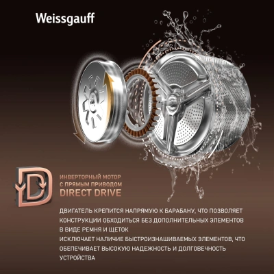 Стиральная машина Weissgauff WM 58411 Direct Drive Inverter Premium класс: A+++ загр.фронтальная макс.:11кг темно-серебристый