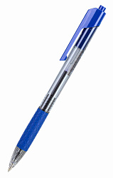 Набор ручек шариков. автоматическая Deli Arrow EQ01930-P прозрачный/синий d=0.7мм син. черн. (12шт) резин. манжета