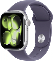 Смарт-часы Apple Watch Series 11 A3331 42мм OLED корп.серебристый Sport Band рем.фиолетовый разм.брасл.:S/M (MEU64X/A)
