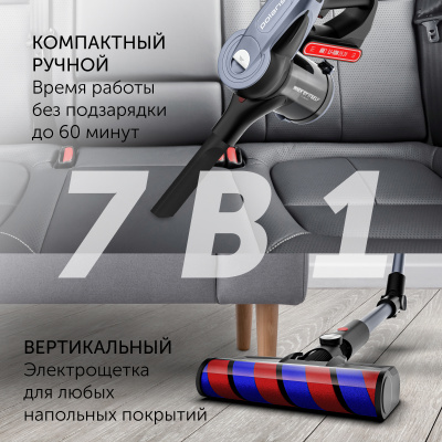 Пылесос Polaris PVCS 7090 HandStick PRO Aqua 450Вт жемчужный/серый