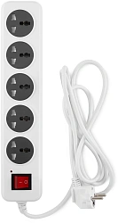 Сетевой фильтр Buro 500UNH-1.8-WG 1.8м (5 розеток) белый/серый (коробка)