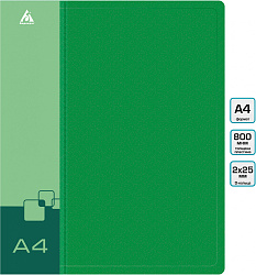Папка на 2-х D-кольцах Бюрократ -0840/2DGRN A4 пластик 0.8мм кор.40мм внутр. с вставкой зеленый