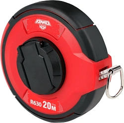 Рулетка строительная Amo R630 дл.полотна 20м изм.шкала в см зацеп простой красный/черный (851605)