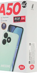 Смартфон Itel A667LP A50 64Gb 3Gb зеленый моноблок 3G 4G 2Sim 6.6" 720x1612 Android 14 8Mpix 802.11 b/g/n GPS GSM900/1800 GSM1900 A-GPS microSD max512Gb
