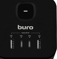 Сетевой удлинитель Buro BU-PC3.1UС-Plus-B 1.5м (3 розетки) черный (коробка)