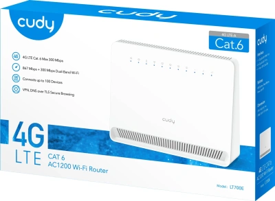 Роутер беспроводной Cudy LT700E AC1200 10/100BASE-TX/4G cat.6 белый