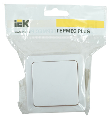 Выключатель IEK Гермес Plus откр. 1кл. IP54 белый (упак.:1шт) (EVMP10-K01-10-54-EC)
