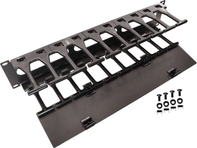 Кабельный органайзер горизонтальный Lanmaster LAN-ORG-PF/S-2U односторонний пальцы 2U шир.:19"