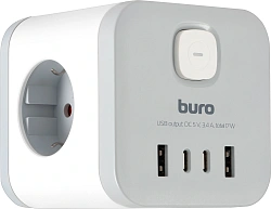 Сетевой разветвитель Buro BU-PW3UC-W (3 розетки) белый (коробка)