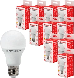 Лампа светодиодная Thomson B2003 9Вт цок.:E27 груша 220B св.свеч.бел.теп. A60 (упак.:10шт) (TH-B2003-10)