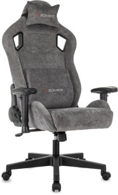 Кресло игровое Zombie Ghost Fabric серый Light-19 с подголов. крестов. пластик