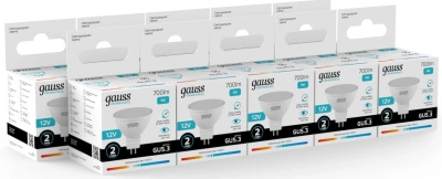 Лампа светодиодная Gauss Elementary 11529 9Вт цок.:GU5.3 софит 12B св.свеч.бел.нейт. (упак.:1шт)