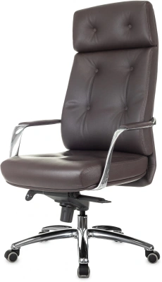 Кресло руководителя Бюрократ _DAO коричневый кожа крестов. алюминий