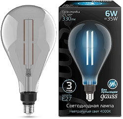 Лампа светодиодная Gauss Filament Vintage 6Вт цок.:E27 шар 220B св.свеч.бел.нейт. (упак.:1шт) (179802205)