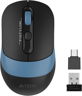 Мышь A4Tech Fstyler FG10CS Air черный/синий оптическая 2000dpi silent беспров. USB для ноутбука 4but (FG10CS AIR ASH BLUE)