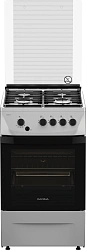Плита Газовая Darina 1D1 GM 241 014 Х нержавеющая сталь/черный (стеклянная крышка) реш.чугун
