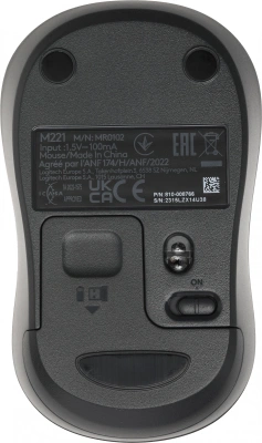 Мышь Logitech Silent M221 черный оптическая 1000dpi silent беспров. USB для ноутбука 3but (910-006510/910-004882)