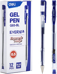 Ручка гелев. Deli EveryU EG65-BL прозрачный d=0.5мм син. черн.