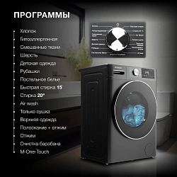 Стиральная машина Hyundai WFD8401 класс: B загр.фронтальная макс.:8кг (с сушкой) темно-серый инвертор