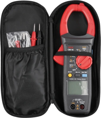 Клещи токоизмерительные RGK CM-16 цифр. измер.ток:переменный черный/красный (755122)